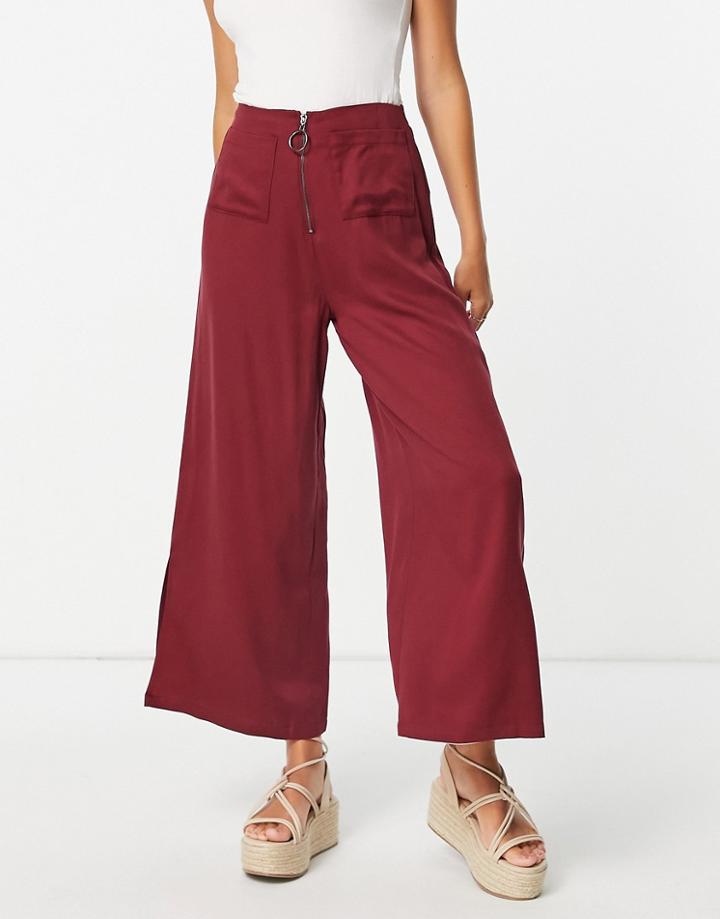 Native Youth Wide Leg Pants In Burgundy-red