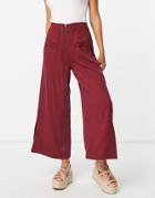 Native Youth Wide Leg Pants In Burgundy-red