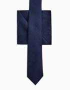 Topman Textured Tie With Contrast In Navy-blues
