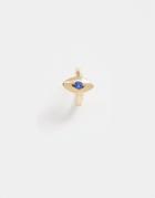 Asos Design Single Hoop Earring In Eye Design With Swarovski Crystal In Gold Tone