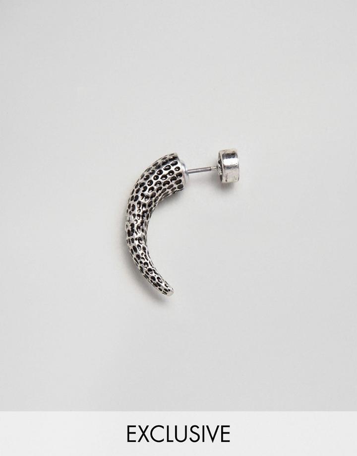 Reclaimed Vintage Inspired Statement Earring With Horn Exclusive At Asos - Silver