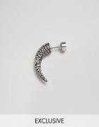 Reclaimed Vintage Inspired Statement Earring With Horn Exclusive At Asos - Silver