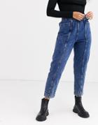 Weekday Byron Acid Wash Tapered Jeans In Blue