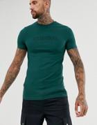 Asos Design Skinny T-shirt With Authentique Chest Print - Green