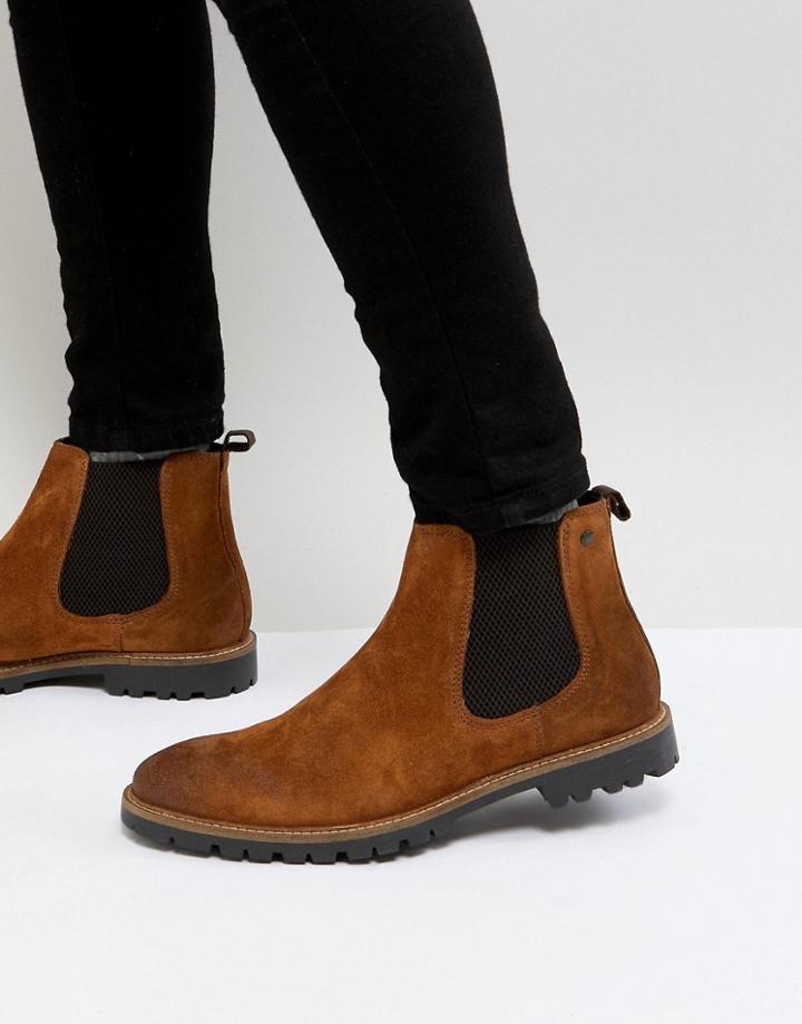 Base London Turret Suede Chelsea Boots In Tan - Tan