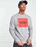 Hugo Duragol Crew Neck Sweatshirt With Red Logo In Gray
