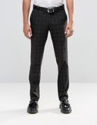 Selected Homme Slim Checked Pants With Stretch And Turn Up - Brown