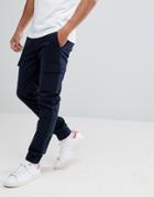 Asos Slim Woven Cargo Joggers In Navy - Navy