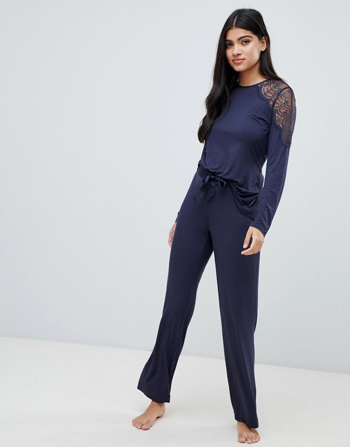 B By Ted Baker Signature Jersey & Lace Pant - Black