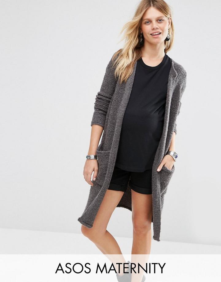 Asos Maternity Cardigan In Boucle - Gray