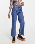 Only Dad Wide Straight Leg Jeans In Mid Wash Blue-blues