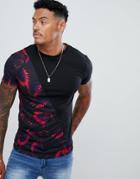 Soul Star Floral Cut And Sew T-shirt - Black