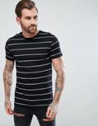 Pull & Bear Stripe T-shirt In Black - Black