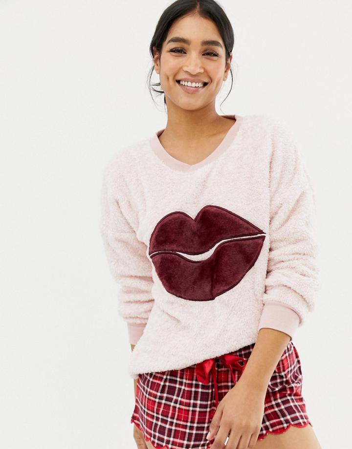 Hunkemoller Lips Kiss Long Sleeve Sweater - Black
