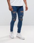 Criminal Damage Super Skinny Jeans With Distressing - Blue