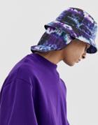 Asos Design Bucket Hat In Tie Dye With Neck Cover-purple