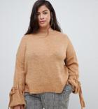 Vero Moda Curve Tie Cuff Knitted Sweater - Brown