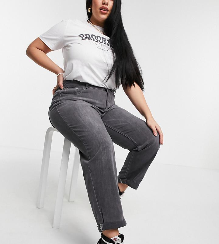 Simply Be Boyfriend Jeans In Washed Gray-grey