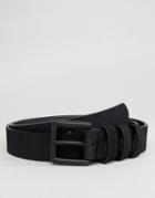 Asos Smart Slim Belt In Faux Suede With Triple Keeper - Black