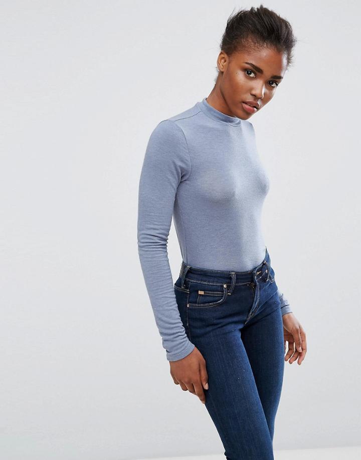 Pieces Sawanna Long Sleeve Turtleneck Tee - Blue