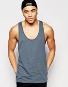 Asos Tank With Extreme Racer Back In Blue - Dark Slate