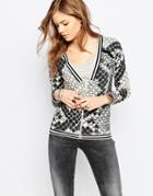 Noisy May Snake Print Front Cardigan - Snow White