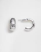 Asos Design Hoop Earrings In Mini Worn Design In Silver - Silver