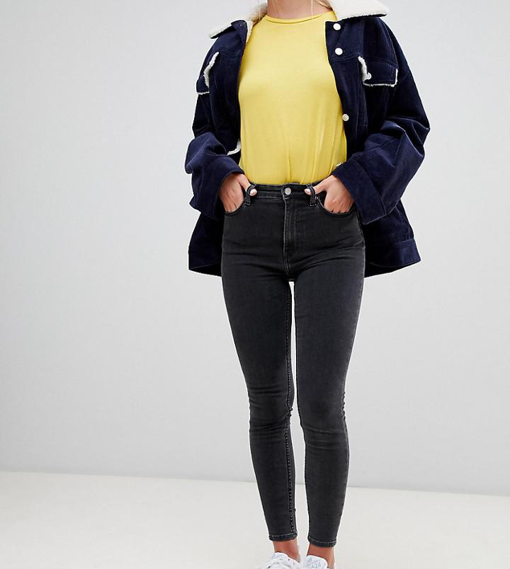 Weekday Body High Waist Super Skinny Jeans With Organic Cotton In Black