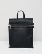 Faith Black Zip Front Pocket Minimal Backpack - Black