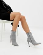 Faith Beck Gray Plaid Check Heeled Ankle Boots - Gray