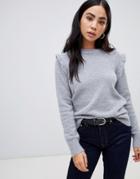B.young Ruffle Sleeve Sweater - Gray