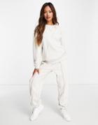 Asos Design Exposed Seam Detail Tracksuit Hoodie / Sweatpants In Stone-neutral