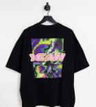Collusion Unisex Oversized T-shirt With Back Print Black Pique