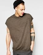 Asos Oversized T-shirt With Burn Out Wash In Brown