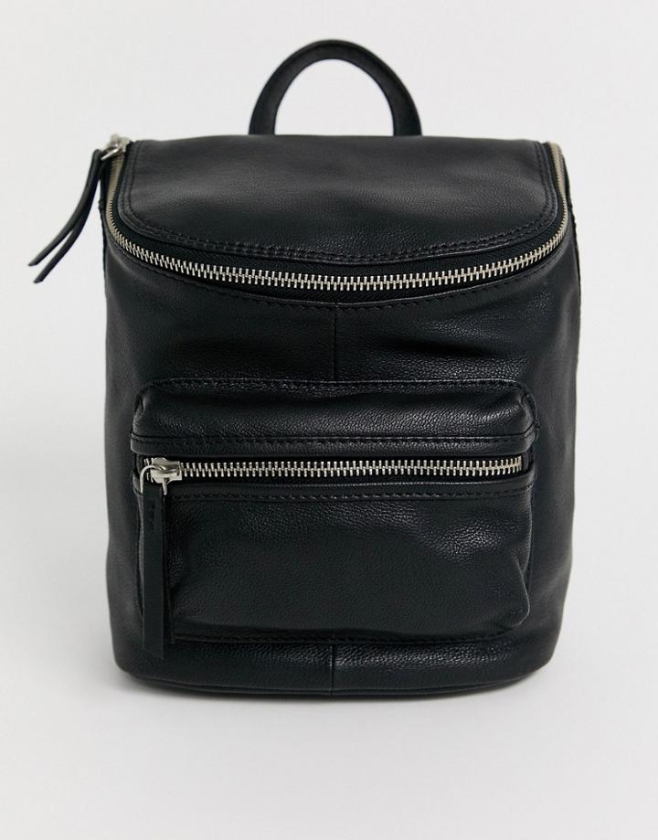 Asos Design Leather Zip Detail Backpack
