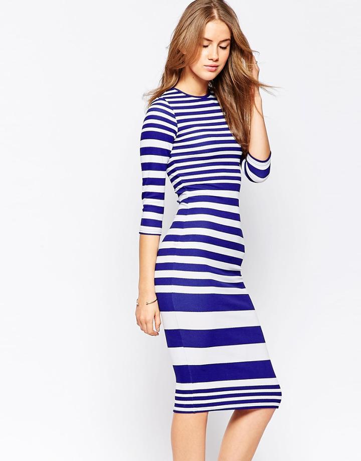 Club L Crepe Midi Dress In Graduated Stripe