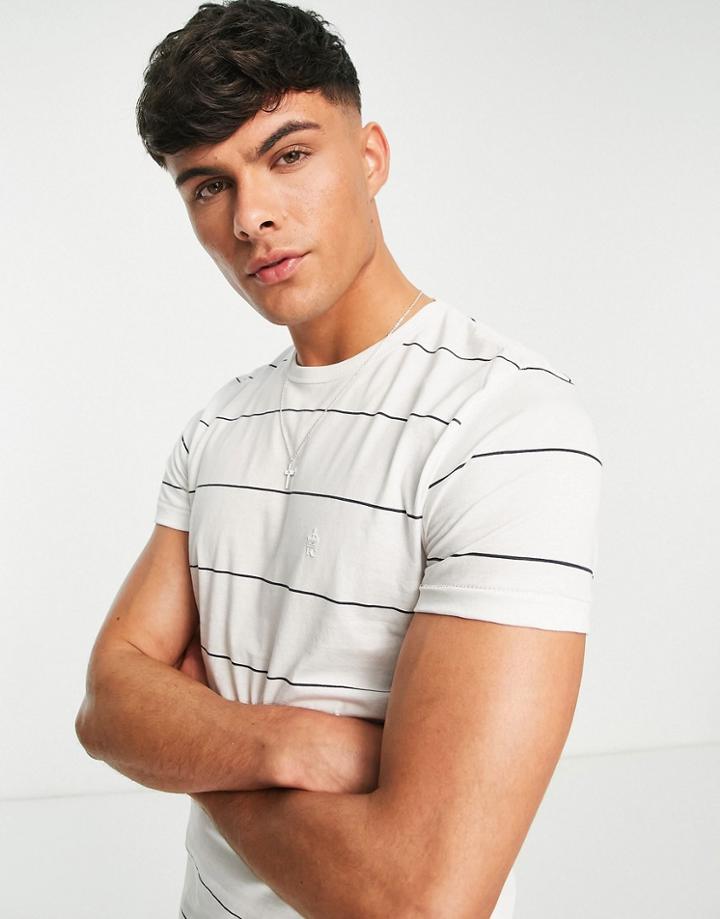 French Connection Thin Stripe T-shirt In White