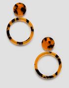 Monki Tortiose Shell Circle Drop Earrings - Brown