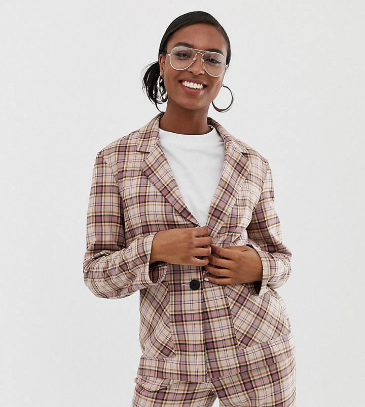 Collusion Tall Soft Check Blazer-multi