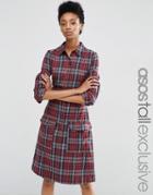 Asos Tall Shirt Dress In Check Print - Multi