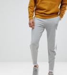 Asos Design Tall Standard Joggers With Turn Up Hem In Gray Marl - Gray
