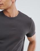 Asos Design Longline T-shirt In Waffle With Curve Hem - Black