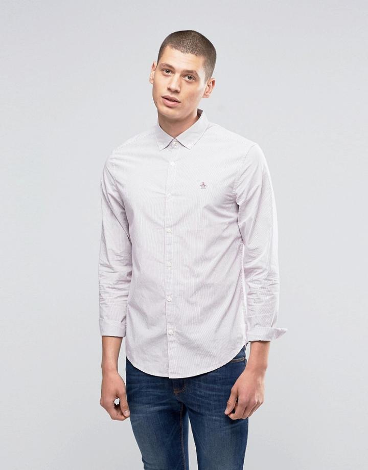 Original Penguin Stripe Slim Fit Heritage Shirt - Purple