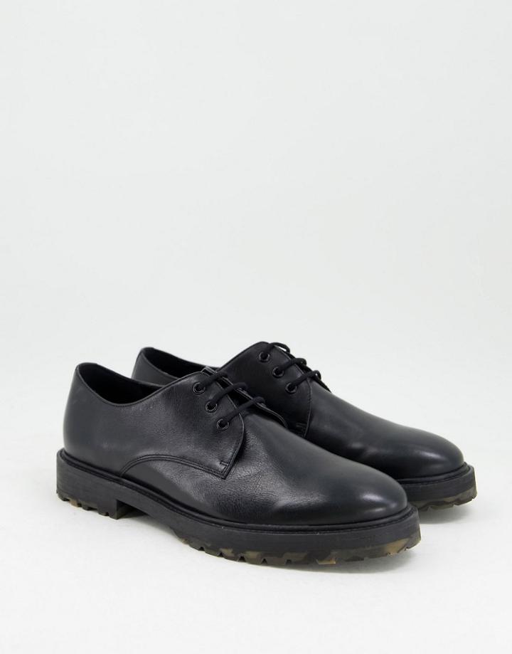 Walk London James Camo Sole Lace Up Shoes In Black Leather