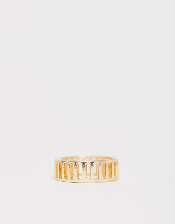Asos Design Ring In Cut Out Minimal Design In Gold Tone - Gold