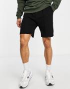 River Island Slim Textured Shorts In Black