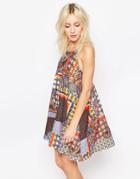 Influence Printed Racer Back Swing Dress - Multi
