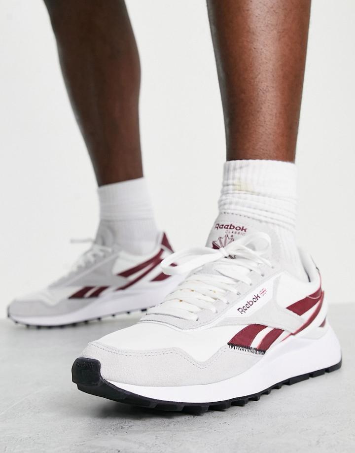 Reebok Cl Legacy Vintage Sneakers In Gray And Burgundy