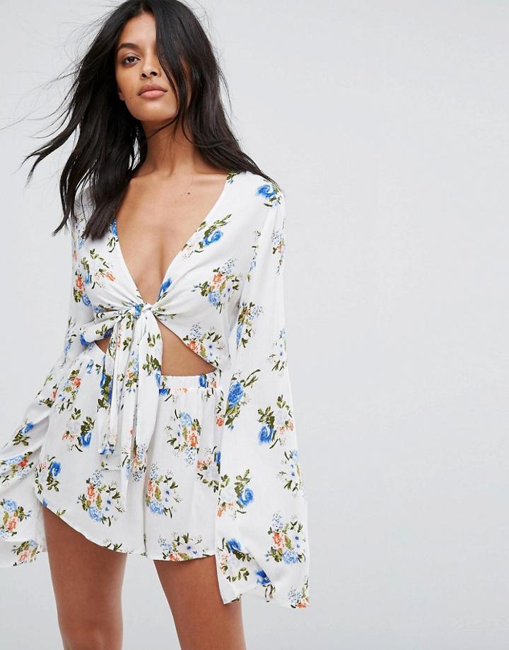 Unique21 Long Sleeve Floral Romper - Multi