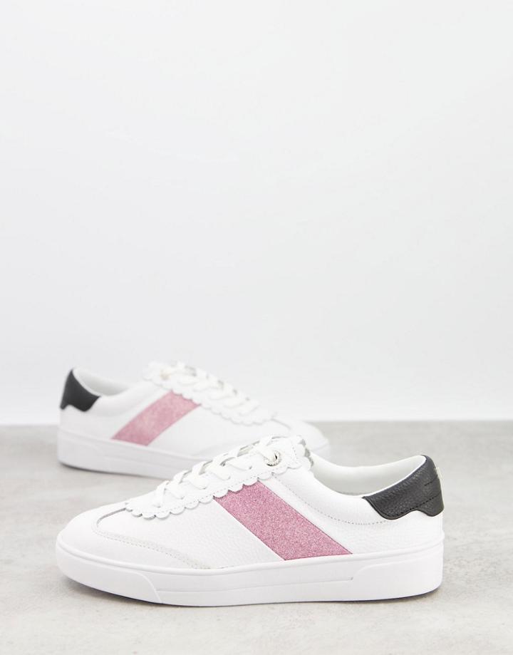 Ted Baker Allyva Retro Glitter Strip Scallop Sneakers-white